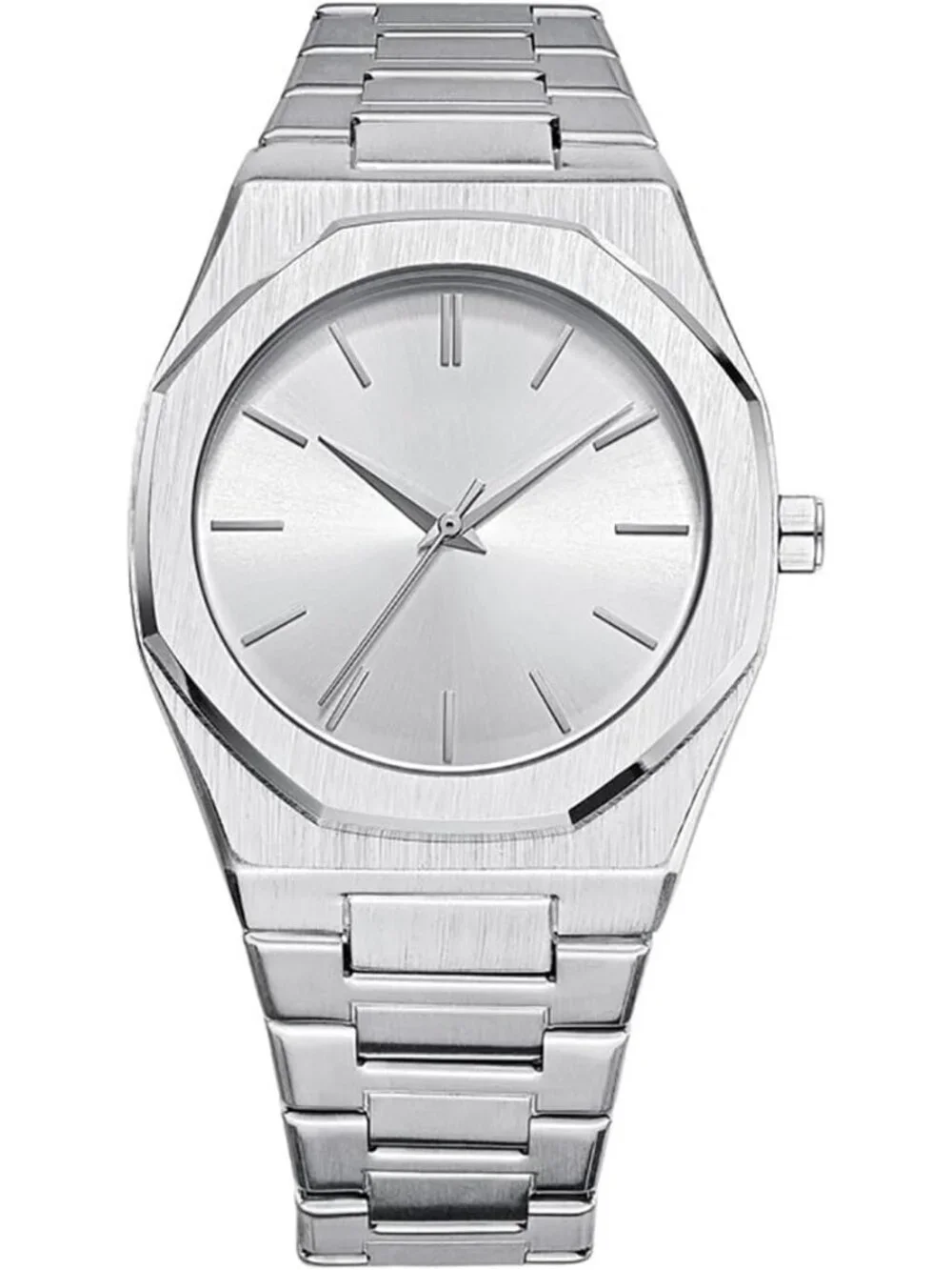 Men's Silver Fashion Analog Stainless Steel Waterproof Classic Dress Wrist Watch